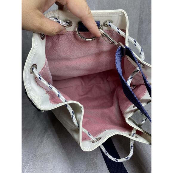 Tommy Hilfiger T Girl Bag Womens White Red Blue Drawstring Bucket Purse Strap - Picture 13 of 16